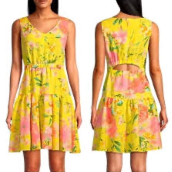 Melonie T Dresses & Skirts - 🎉 Melonie T dress Sz 10 yellow floral tiered pockets sleeveless elastic waist!